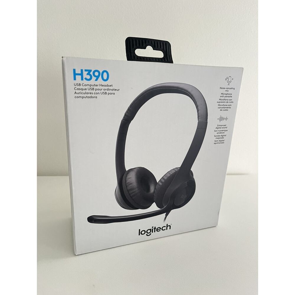 Logitech H390 Over-Head Comfort USB Headset NEW w/ Noise-Canceling Microphone